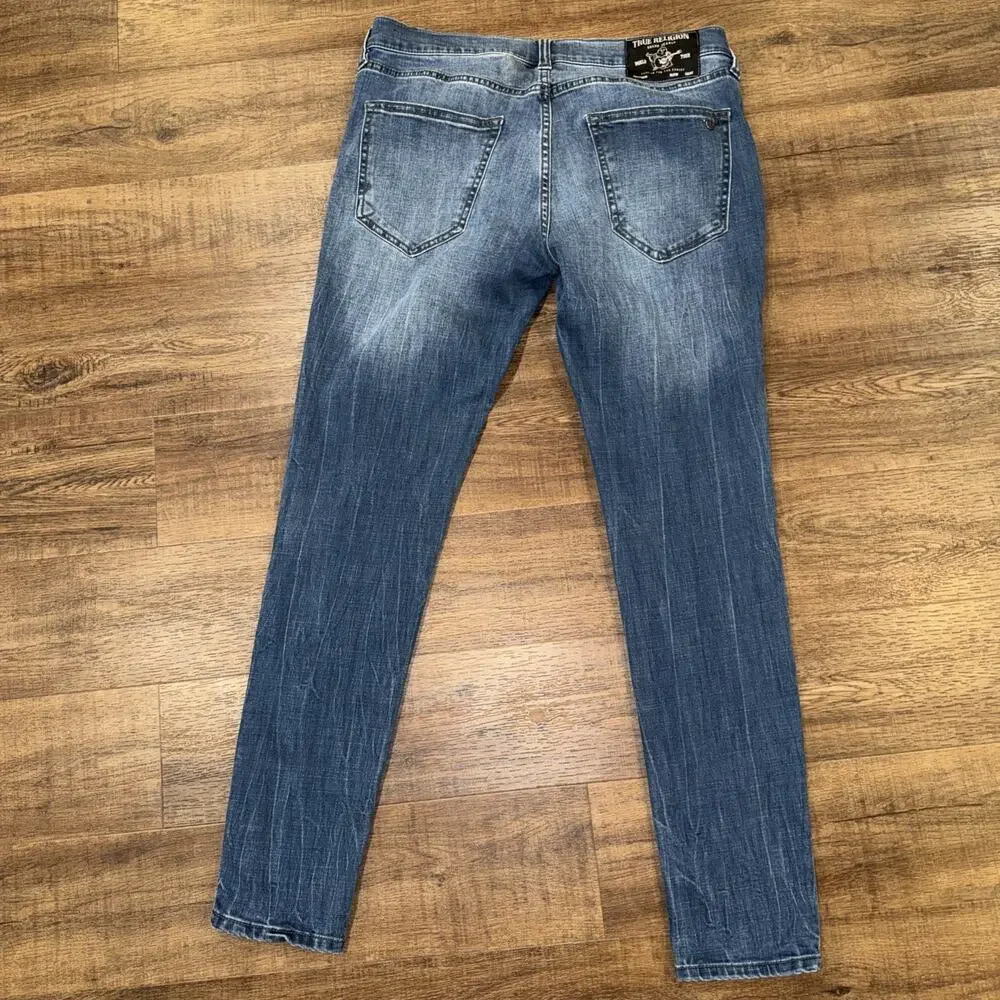 TRUE RELIGION Tony Straight Jeans Mens Size 34 (34x31) Medium Wash Blue